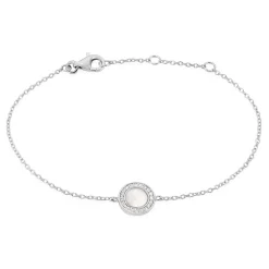 Bracelet Nawala Argent Blanc Oxyde De Zirconium Et Nacre