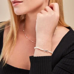 Bracelet Onassis Argent Blanc Perle De Culture Oxyde De Zirconium