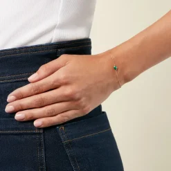 Bracelet Ondée Or Jaune Malachite