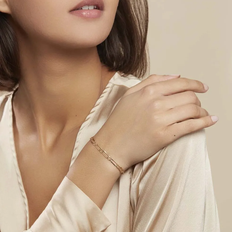 Bracelet Ophelio Maille Alternee 1/1 Or Jaune