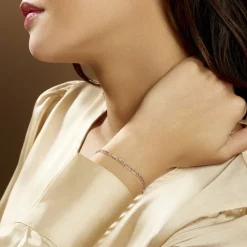 Bracelet Ophelio Maille Alternee 1/1 Or Blanc