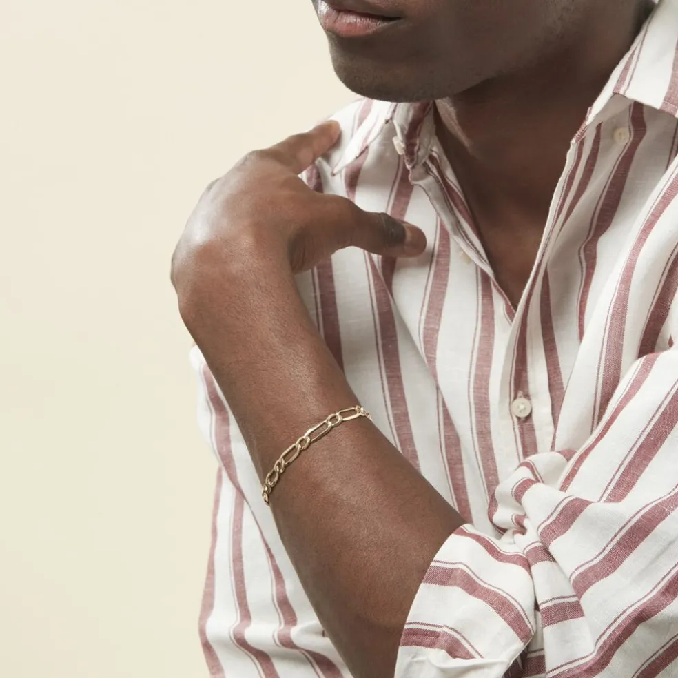 Bracelet Ophelio Maille Alternee 1/1 Or Jaune