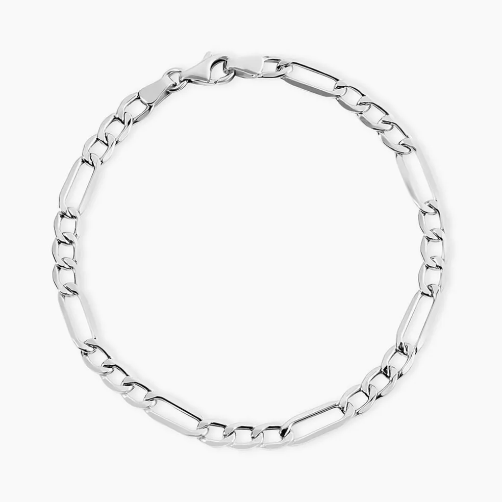 Bracelet Or Blanc Maille Alternée 1/3