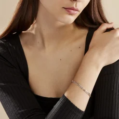 Bracelet Or Blanc Maille Alternée 1/3