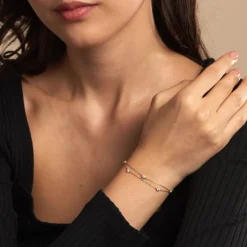 Bracelet Or Jaune Eclat D'etoile Oxyde De Zirconium