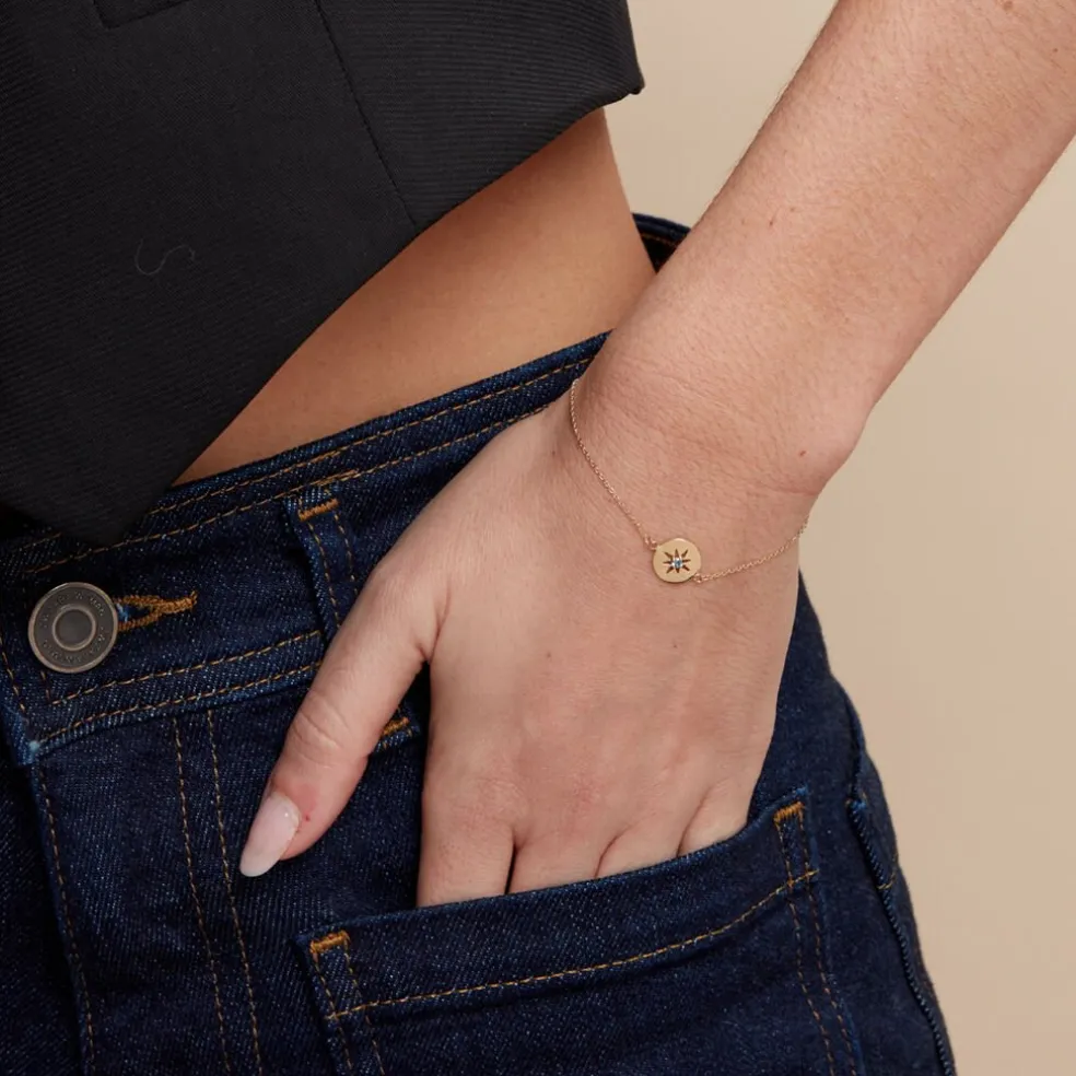 Bracelet Or Jaune Evening Star Topaze Bleu London