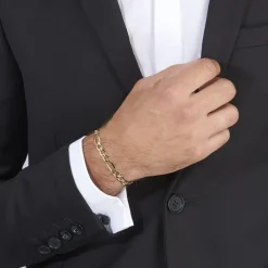 Bracelet Or Jaune Maille Alternée