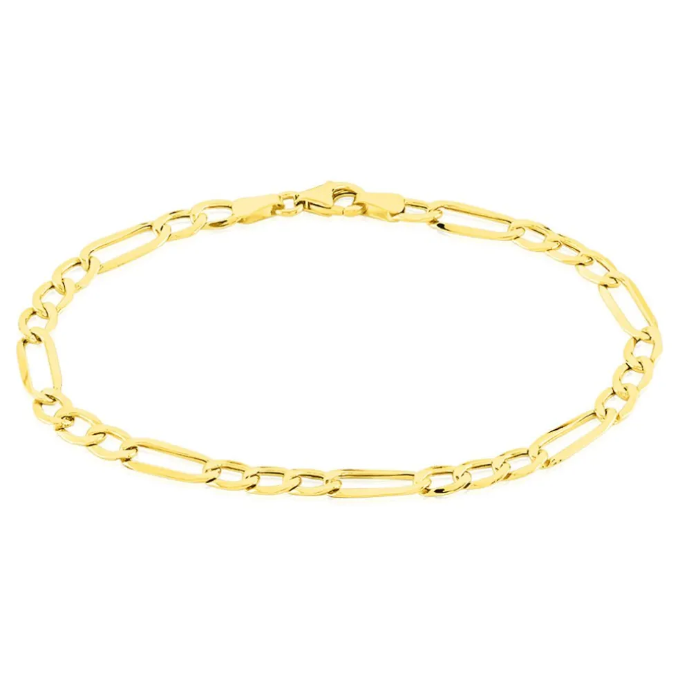 Bracelet Or Jaune Maille Alternée 1/3