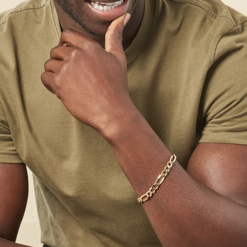 Bracelet Or Jaune Maille Alternée