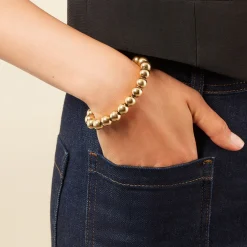 Bracelet Perles Solaires Acier Jaune