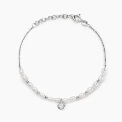 Bracelet Perlissima Argent Blanc Oxyde Et Perle De Culture