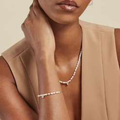 Bracelet Perlissima Argent Blanc Oxyde Et Perle De Culture