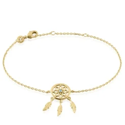 Bracelet Plaqué Or Jaune Attrape Rêves Turquoise Bleue