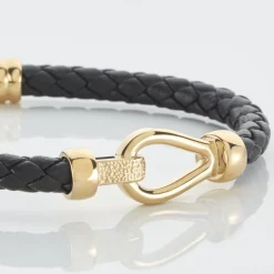 Bracelet Plaqué Or Steve Cuir