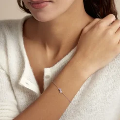 Bracelet Purple Bloom Argent Blanc Oxyde De Zirconium