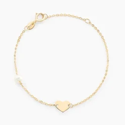 Bracelet Roselena Coeur Or Jaune Perle De Culture