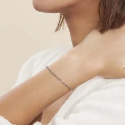 Bracelet Sherihane Maille Palmier Argent Blanc