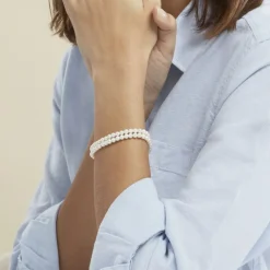 Bracelet Silene 2 Rangs Or Jaune Perle De Culture