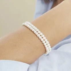 Bracelet Silene 2 Rangs Or Jaune Perle De Culture