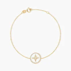 Bracelet Sweet Rosace Or Jaune Oxyde De Zirconium