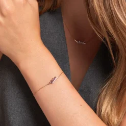 Bracelet Tiara Or Jaune Améthyste Oxyde De Zirconium