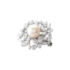 Broche Kaki Argent Blanc Perle De Culture