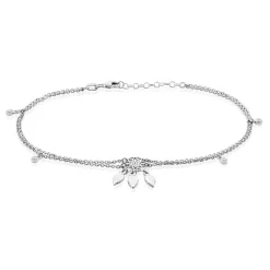 Chaîne De Cheville Argent Blanc Tangui Oxydes De Zirconium