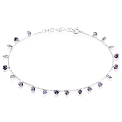 Chaîne De Cheville Carolaine Argent Blanc Oxyde De Zirconium