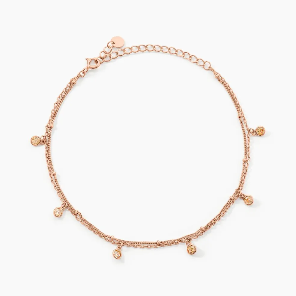 Chaîne De Cheville Heidi Argent Rose Oxyde De Zirconium