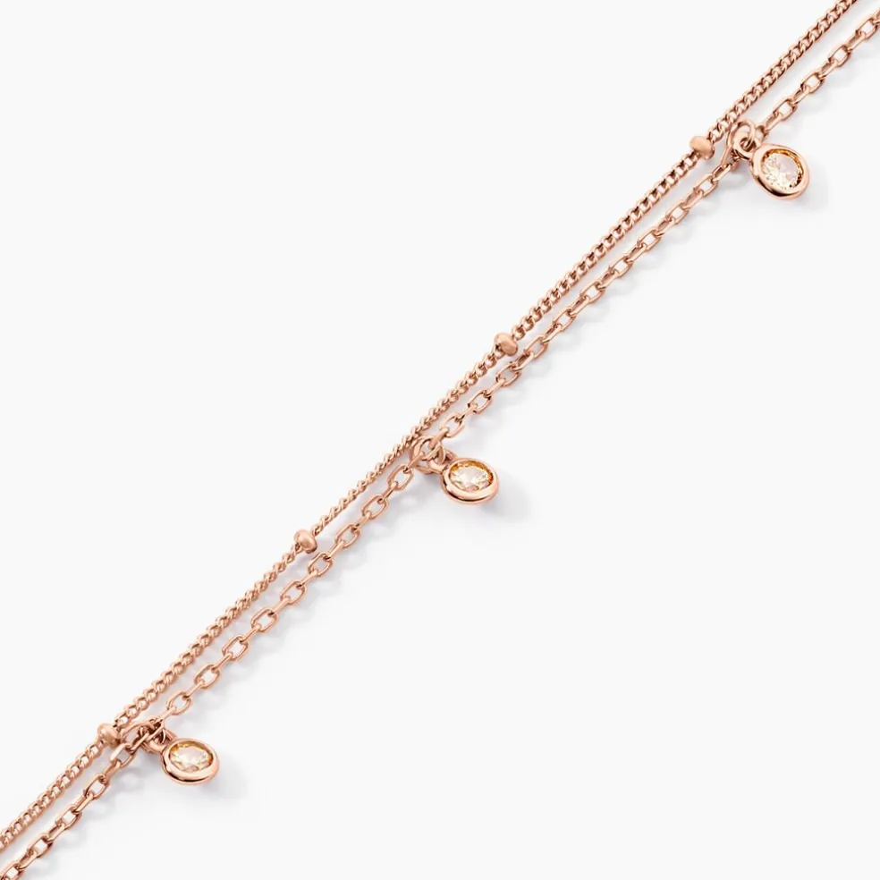 Chaîne De Cheville Heidi Argent Rose Oxyde De Zirconium
