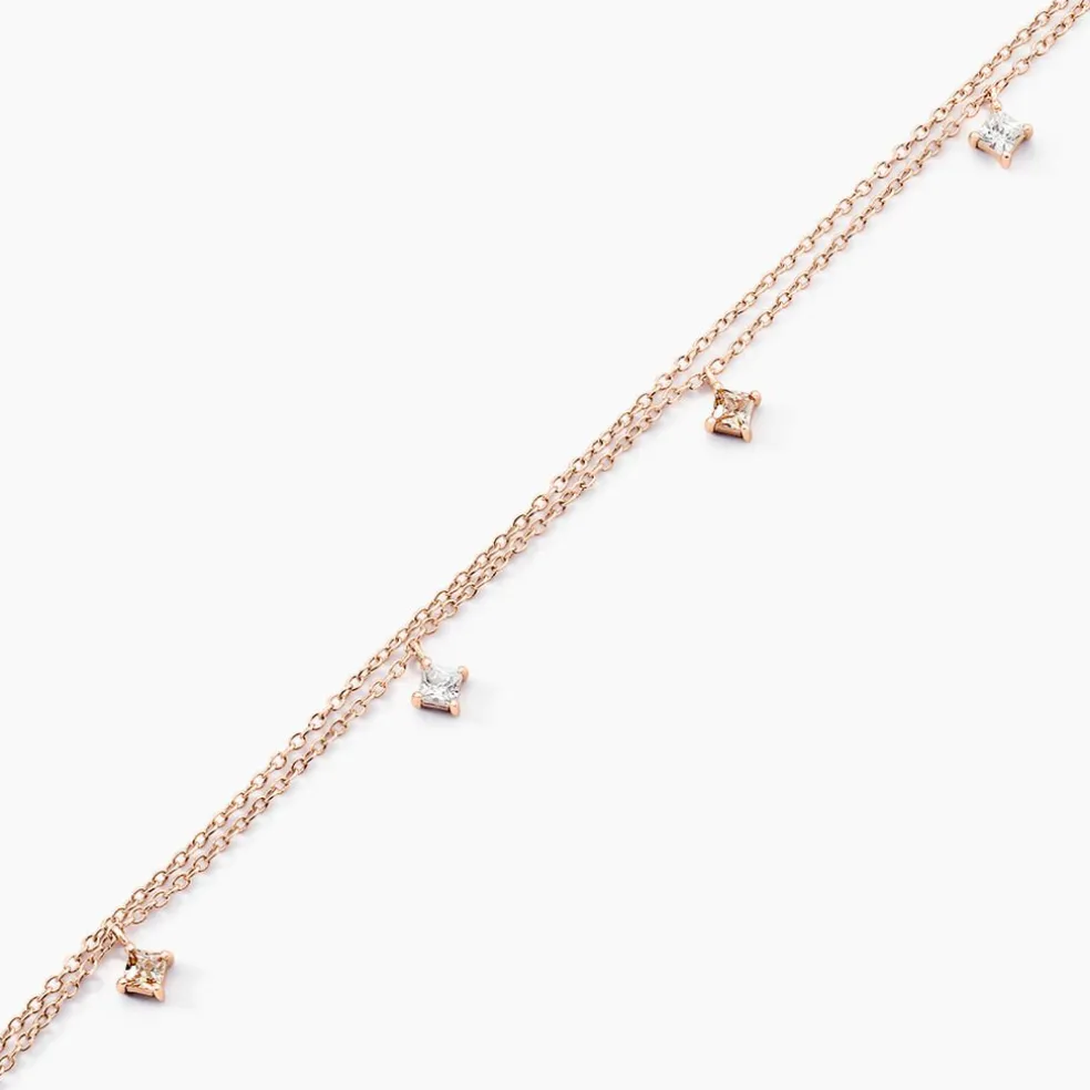 Chaîne De Cheville Heidi Argent Rose Oxyde De Zirconium