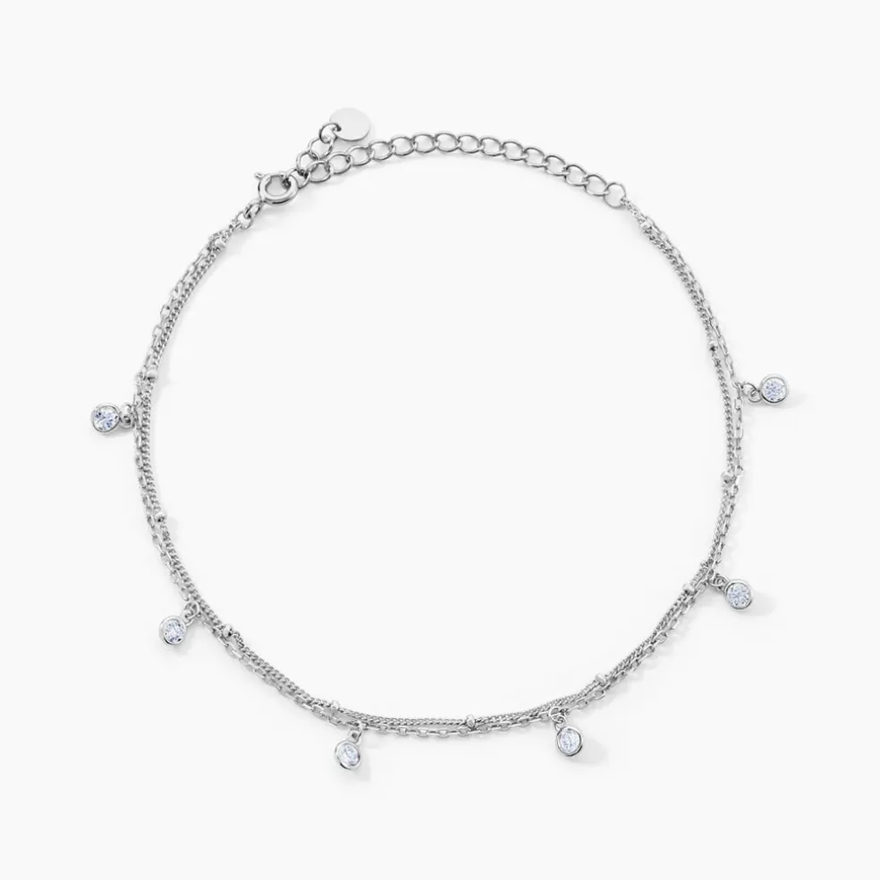 Chaîne De Cheville Heidi Argent Blanc Oxyde De Zirconium