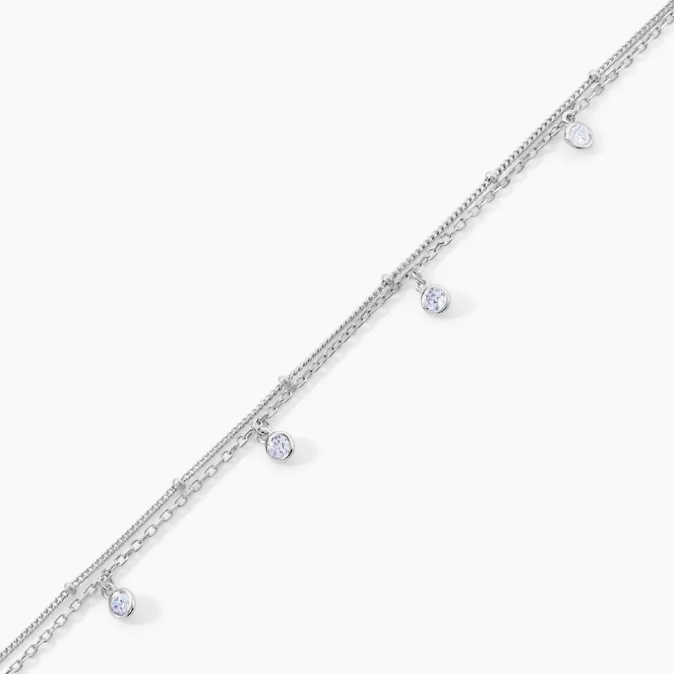 Chaîne De Cheville Heidi Argent Blanc Oxyde De Zirconium