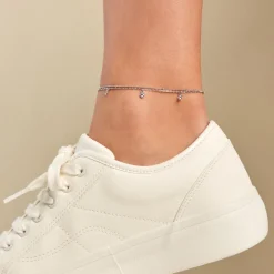 Chaîne De Cheville Heidi Argent Blanc Oxyde De Zirconium