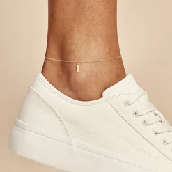 Chaîne De Cheville Plume Or Jaune