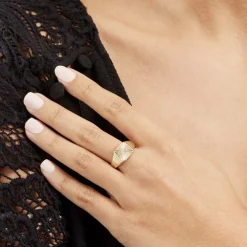 Chevaliere Plaqué Or Erditse Oxyde De Zirconium