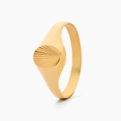 Chevaliere Solarium Or Jaune Ovale Soleil