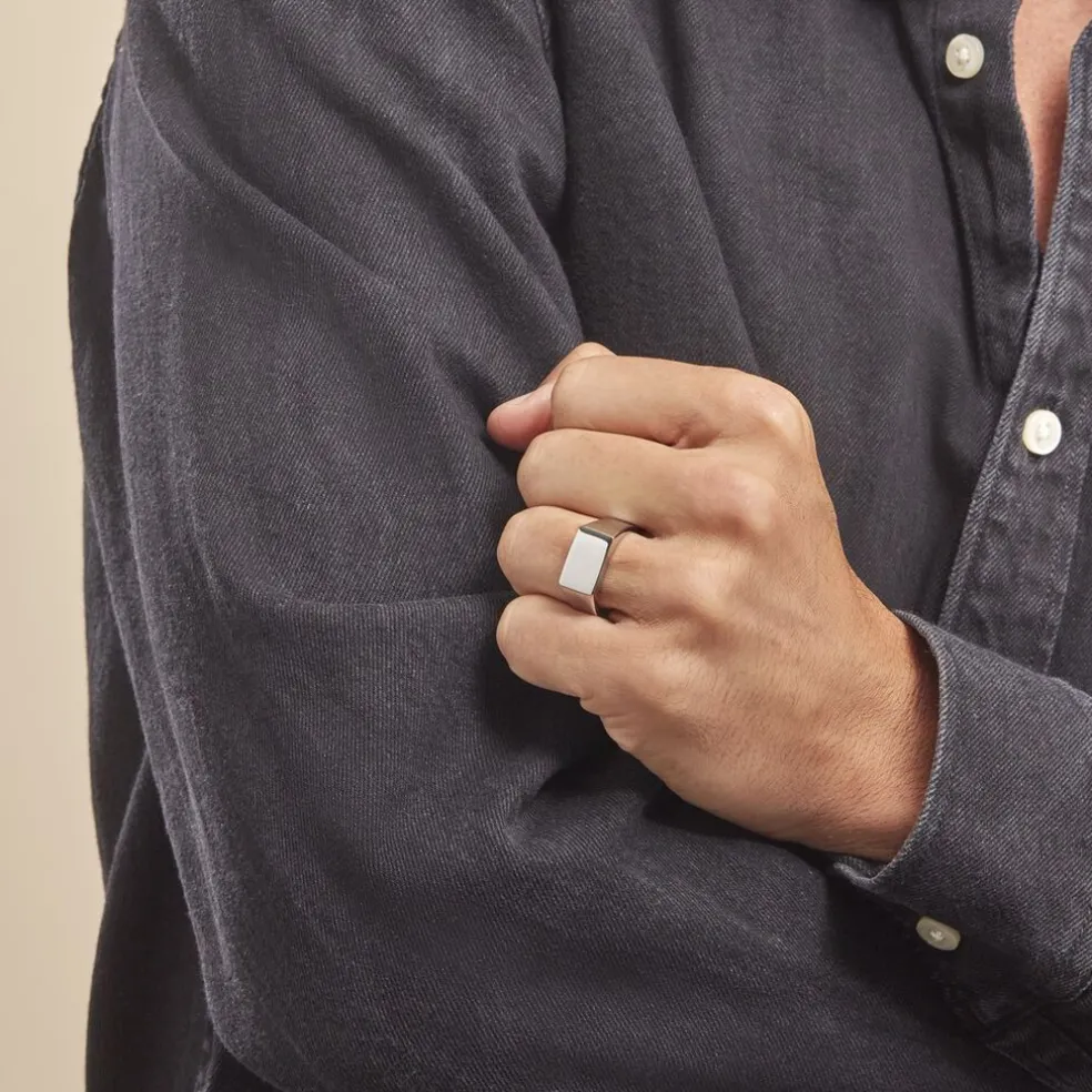 Chevalière Acier Gris Luciano