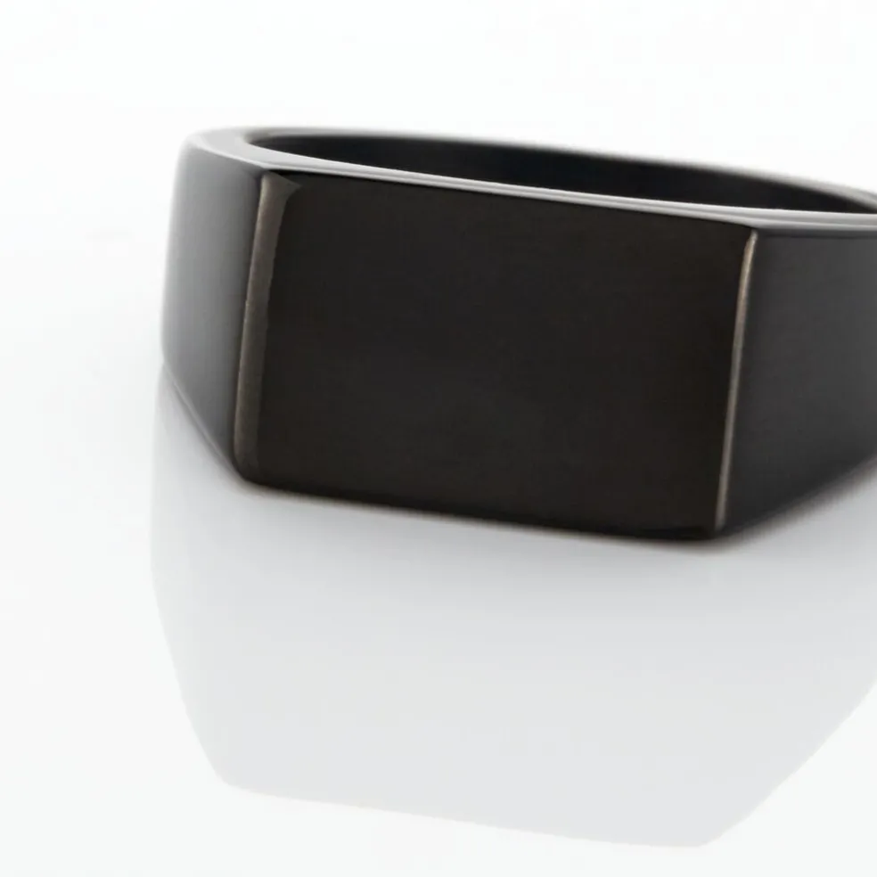 Chevalière Acier Noir Luciano