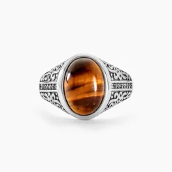 Chevalière Acier Vieilli Keegan 艙il De Tigre