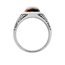 Chevalière Acier Vieilli Keegan 艙il De Tigre