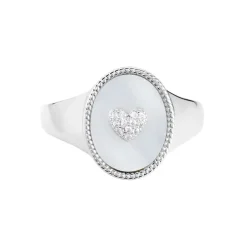 Chevalière Aracely Argent Blanc Nacre Oxyde De Zirconium