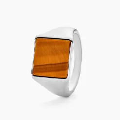 Chevalière Argent Blanc Atilio Oeil De Tigre