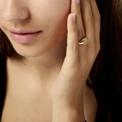 Chevalière Deimos Ovale Diamantee Soleil Or Jaune