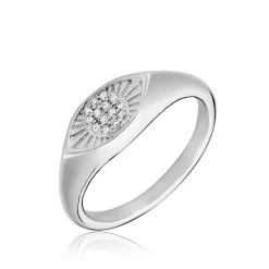 Chevalière Evalyn Argent Blanc Oxyde De Zirconium