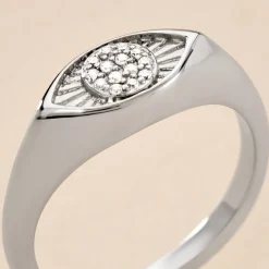 Chevalière Evalyn Argent Blanc Oxyde De Zirconium