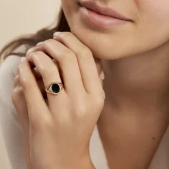 Chevalière Gerolt Ovale Or Jaune Onyx