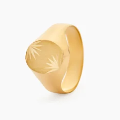 Chevalière Gerrard Ovale Diamantee Soleil Or Jaune