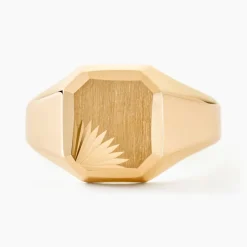 Chevalière Gregg Carree Diamantee Soleil Or Jaune