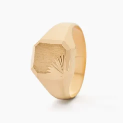 Chevalière Gregg Carree Diamantee Soleil Or Jaune